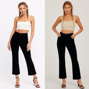 JONATHAN SIMKHAI River Velvet Pant Midnight Cropped Ankle Stretch Lined 27 NEW